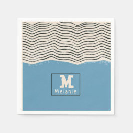 Abstract minimalist artistic lines Monogram Serviette