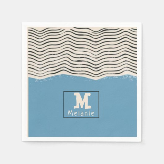 Abstract minimalist artistic lines Monogram Serviette (Vorderseite)