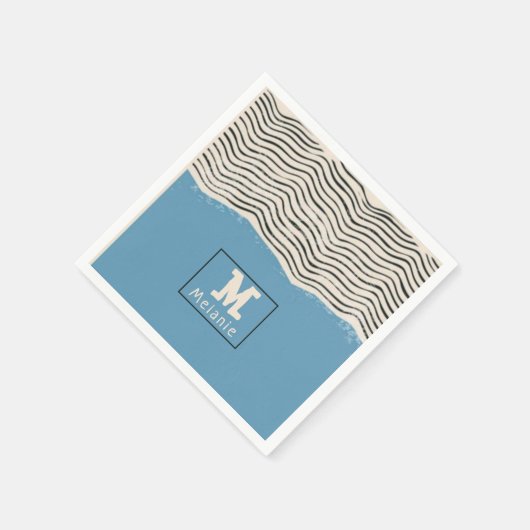 Abstract minimalist artistic lines Monogram Serviette (Ecke)