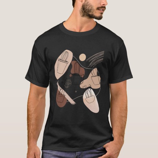Abstract Minimalist Cactus  Aesthetic Boho Cactus  T-Shirt (Vorderseite)