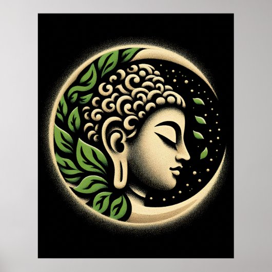 Abstract Modern Art | Calm Buddha Profile Portrait Poster (Vorne)