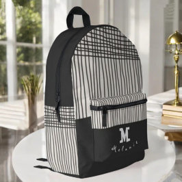 Abstract modern art minimal Monogram retro Bedruckter Rucksack