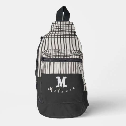 Abstract modern art minimal Monogram retro Crossbody Bag (Vorderseite)