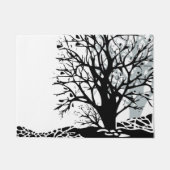 Abstract modern black tree silhouette shadow white fußmatte (Vorderseite)