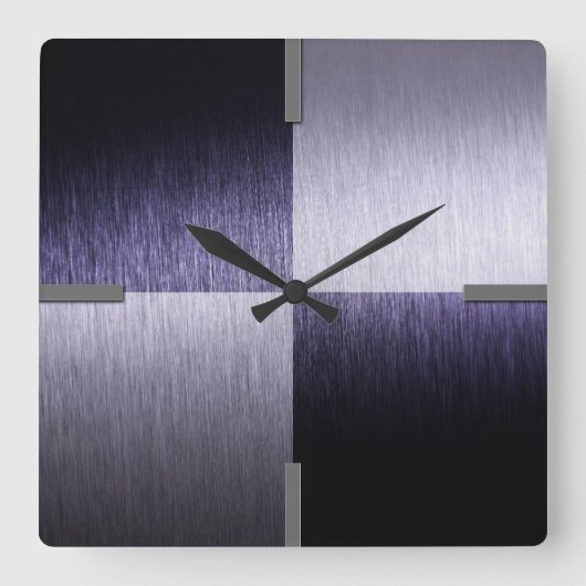 Abstract Modern Brushed Metal - Wall Clock Quadratische Wanduhr (Vorderseite)