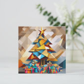 Abstract Modern Christmas Tree Flat Card (Stehend Vorderseite)