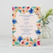 Abstract modern elegant floral watercolor wedding einladung (Stehend Vorderseite)