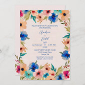 Abstract modern elegant floral watercolor wedding einladung (Vorne/Hinten)