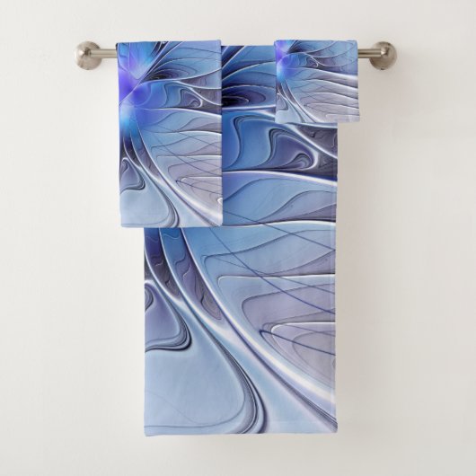 Abstract Modern Fractal Art Lavender Blue Badhandtuch Set (Insitu)