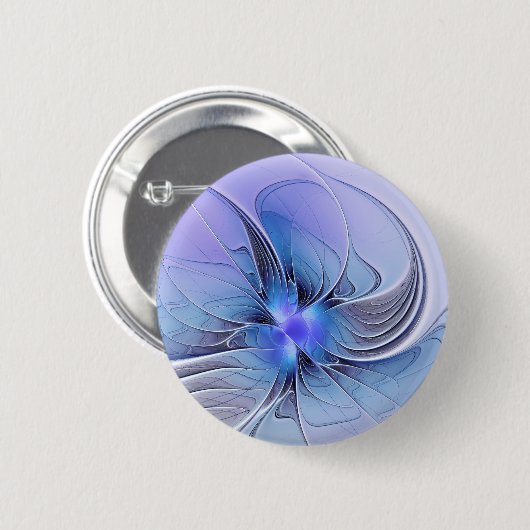 Abstract Modern Fractal Art Lavender Blue Button (Vorne & Hinten)