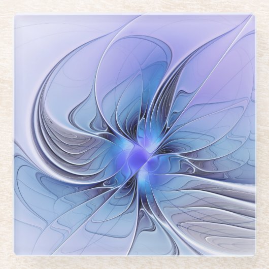 Abstract Modern Fractal Art Lavender Blue Glasuntersetzer (Vorderseite)