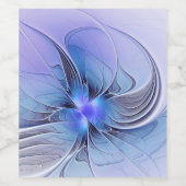 Abstract Modern Fractal Art Lavender Blue Weinetikett (Einzelnes Label)