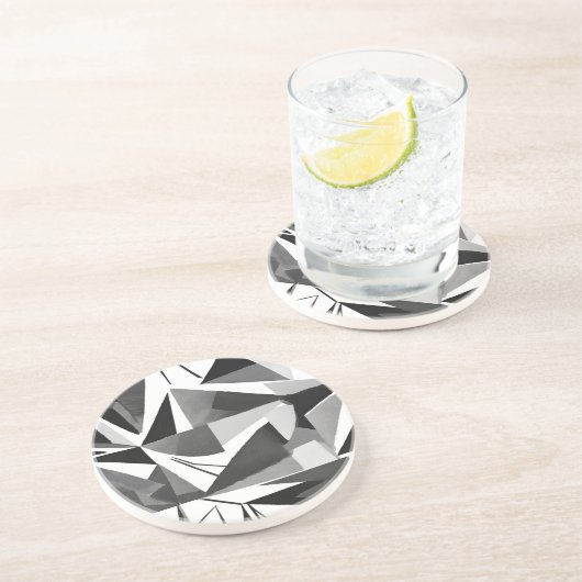 Abstract Modern Geometric Black & White Watercolor Getränkeuntersetzer (Seite)