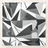 Abstract Modern Geometric Black & White Watercolor Glasuntersetzer (Vorderseite)