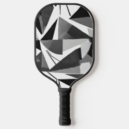 Abstract Modern Geometric Black & White Watercolor Pickleball Schläger