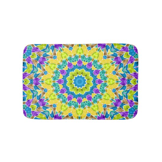 Abstract modern mosaic kaleidoscopic tile pattern badematte (Vorderseite)