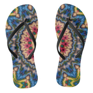 Abstract modern mosaic kaleidoscopic tile pattern badesandalen