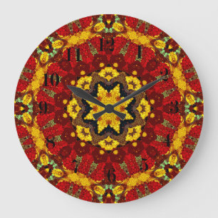 Abstract modern mosaic kaleidoscopic tile pattern große wanduhr