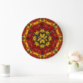 Abstract modern mosaic kaleidoscopic tile pattern große wanduhr (Zuhause)