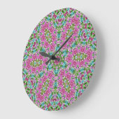 Abstract modern mosaic kaleidoscopic tile pattern große wanduhr (Winkel)