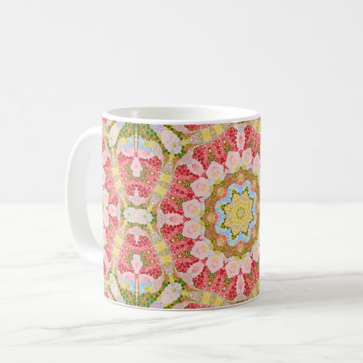 Abstract modern mosaic kaleidoscopic tile pattern kaffeetasse (Vorderseite Links)