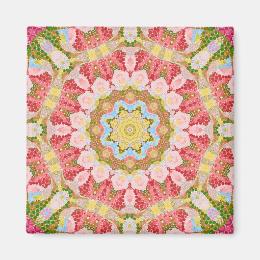 Abstract modern mosaic kaleidoscopic tile pattern magnet (Vorne)