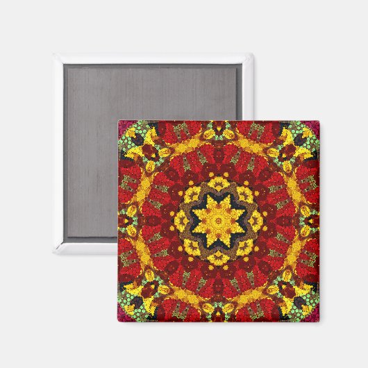 Abstract modern mosaic kaleidoscopic tile pattern magnet (Vorderseite/Rückseite)