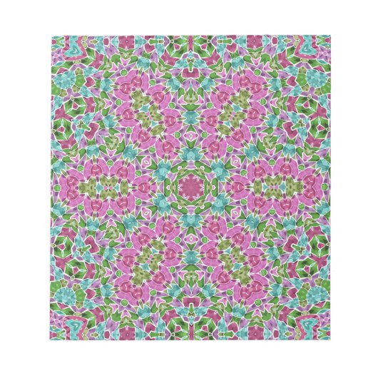 Abstract modern mosaic kaleidoscopic tile pattern notizblock (Vorderseite)