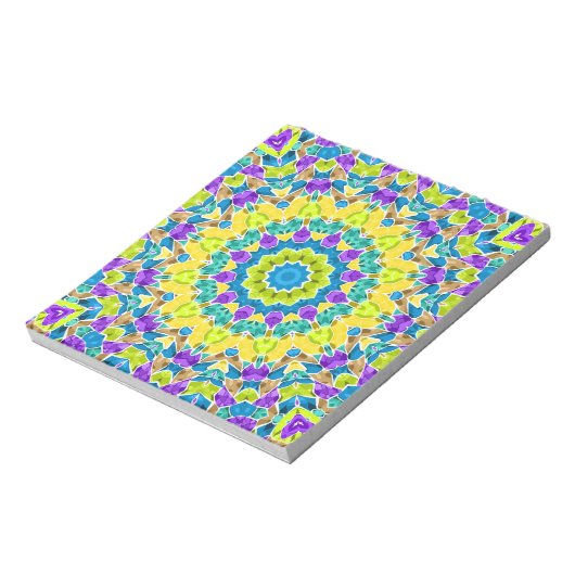 Abstract modern mosaic kaleidoscopic tile pattern notizblock (Rotiert)
