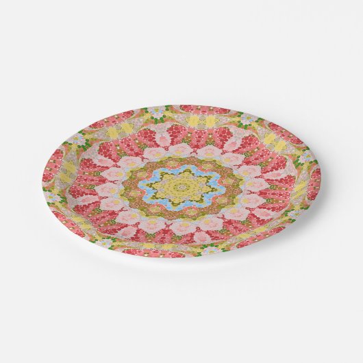 Abstract modern mosaic kaleidoscopic tile pattern pappteller (Schrägansicht)