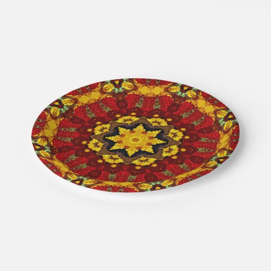 Abstract modern mosaic kaleidoscopic tile pattern pappteller (Schrägansicht)