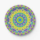 Abstract modern mosaic kaleidoscopic tile pattern pappteller (Vorderseite)