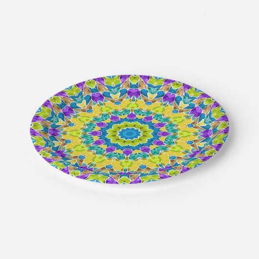 Abstract modern mosaic kaleidoscopic tile pattern pappteller (Schrägansicht)