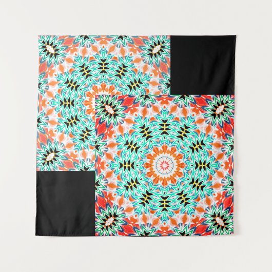 Abstract modern mosaic kaleidoscopic tile pattern wandteppich (Vorderseite (Horizontal))