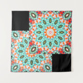Abstract modern mosaic kaleidoscopic tile pattern wandteppich (Vorderseite)