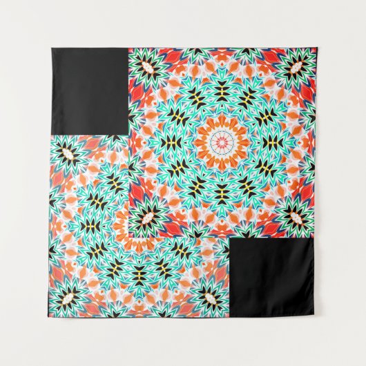 Abstract modern mosaic kaleidoscopic tile pattern wandteppich (Vorderseite)