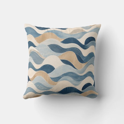 Abstract Modern Ocean Wave Pattern Coastal Blue Be Kissen (Rückseite)