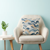 Abstract Modern Ocean Wave Pattern Coastal Blue Be Kissen (Stuhl )