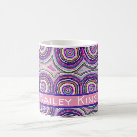 Abstract Modern Personalized Pink Purple Circles Kaffeetasse (Mittel)