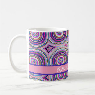 Abstract Modern Personalized Pink Purple Circles Kaffeetasse