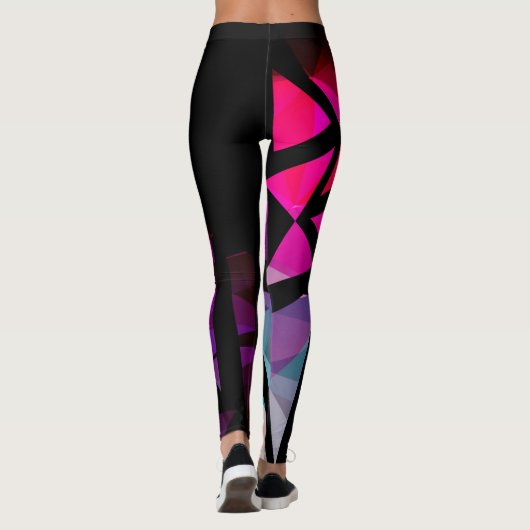 Abstract modern polygonal graffiti geometrical dar leggings (Rückseite)
