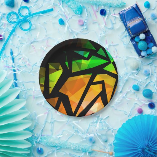 Abstract modern polygonal graffiti geometrical dar pappteller (Party)