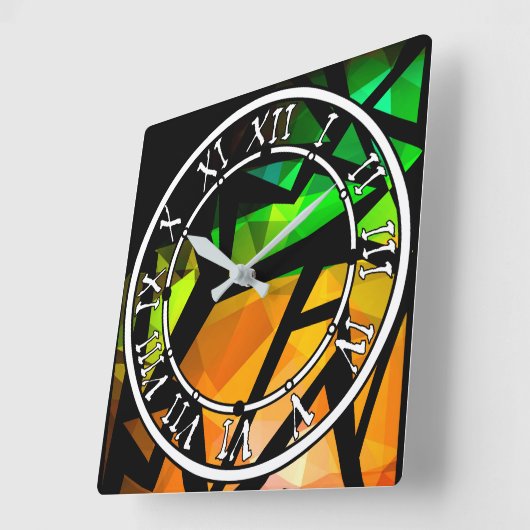 Abstract modern polygonal graffiti geometrical dar quadratische wanduhr (Winkel)