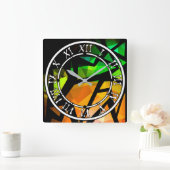 Abstract modern polygonal graffiti geometrical dar quadratische wanduhr (Zuhause)