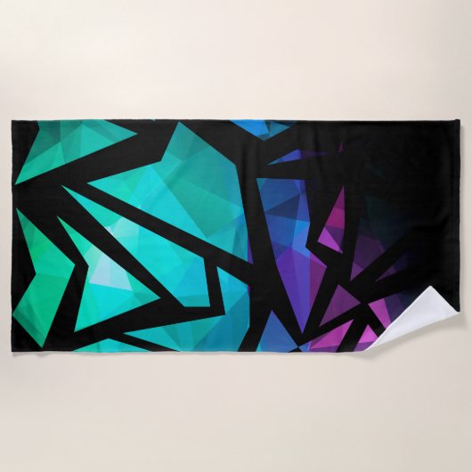 Abstract modern polygonal graffiti geometrical dar strandtuch (Vorderseite)