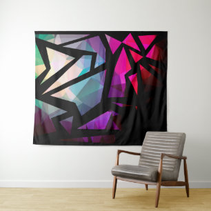 Abstract modern polygonal graffiti geometrical dar wandteppich