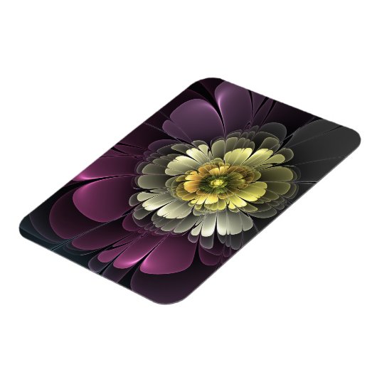 Abstract Modern Purpur Khaki Gray Fractal Flower Magnet (Linke Seite)