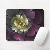 Abstract Modern Purpur Khaki Gray Fractal Flower Mousepad (Mit Mouse)