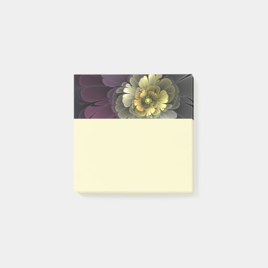 Abstract Modern Purpur Khaki Gray Fractal Flower Post-it Klebezettel (Vorderseite)