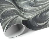 Abstract Modern Swirling Green, Silver and Black Geschenkpapier (Rolleneckpunkt)